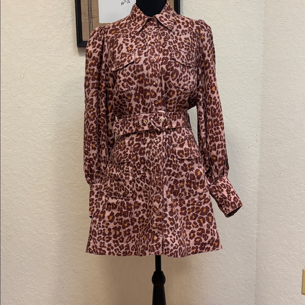 Zimmermann Leopard Print Long Sleeve Dress